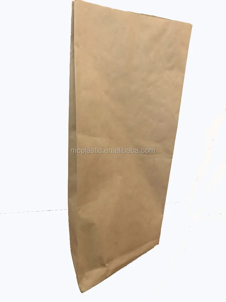 Flat bottom 3 layer Kraft paper wood charcoal bag