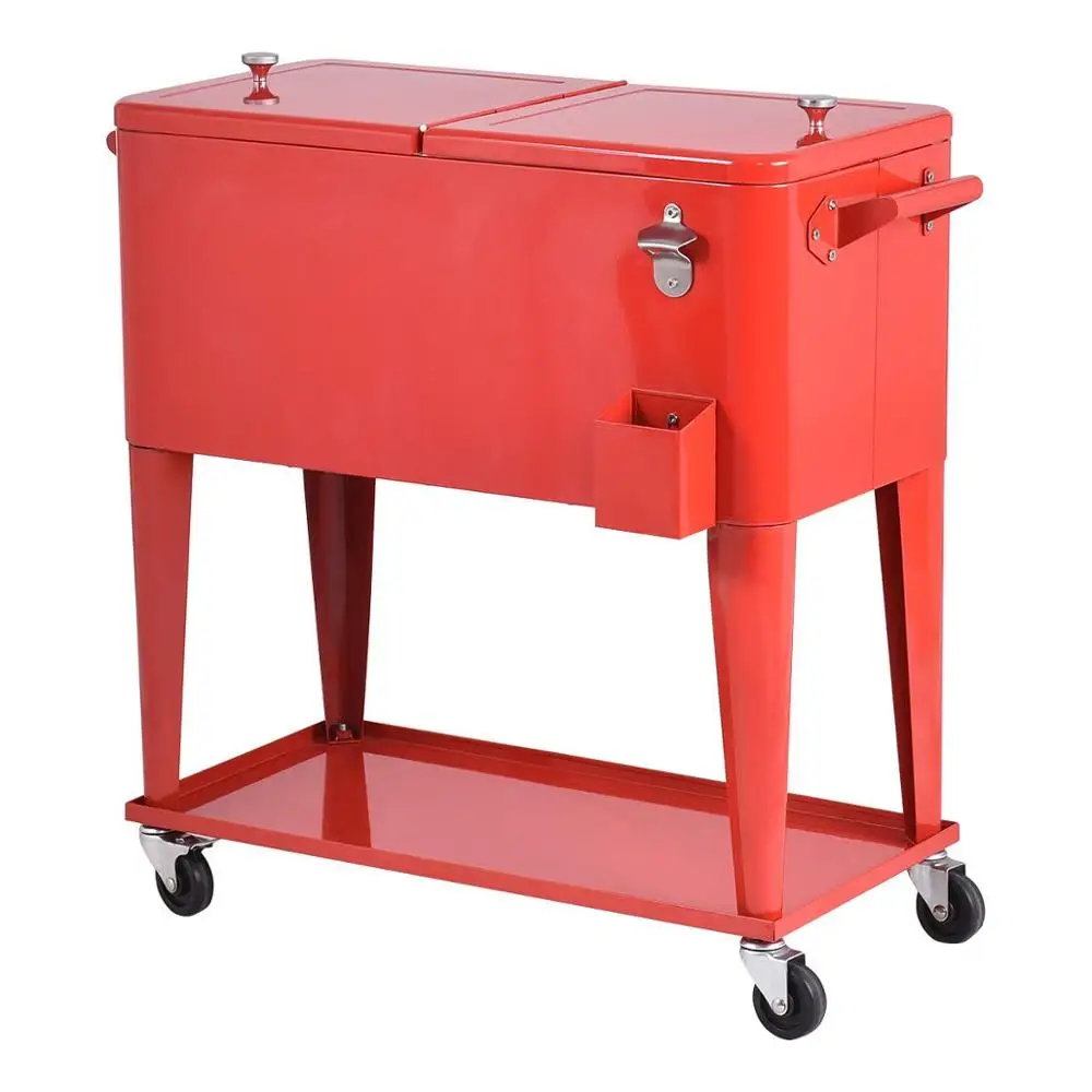 
DR120202 80 Quart Factory wholesale Retro Backyard Party Metal Carrito Cooler Cart 