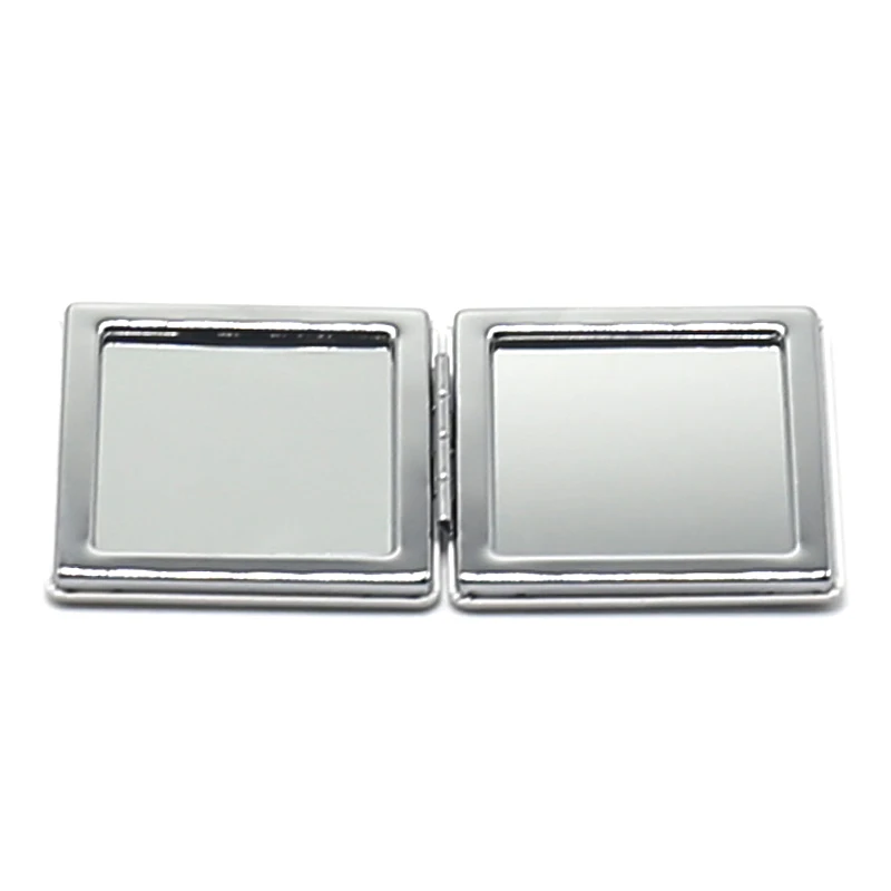 Custom Logo Foldable PU Leather Makeup Mirror Small Hand Double Sided Pocket Mirror Cosmetic Mini Metal Vanity Mirror