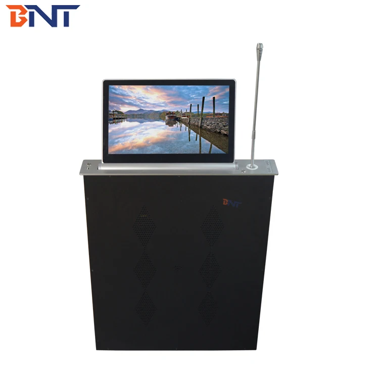 21.5 inch aluminum brushed frame motorized screen lcd  monitor lift with conference system microphone