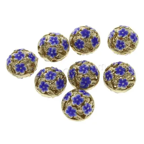  Cloisonne синий и серебро бусины для изготовления ювелирных изделий массивная бусина цветок полые