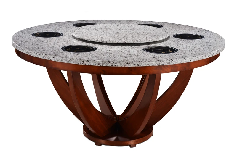 Commercial Round Hot Pot Dining Table Modern Smokeless Restaurant Hot Pot Table