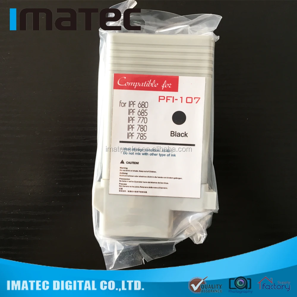 Compatible Full Refill PFI 107 Ink Cartridge for Canon iPF 770, 130ML for C M Y K MBK