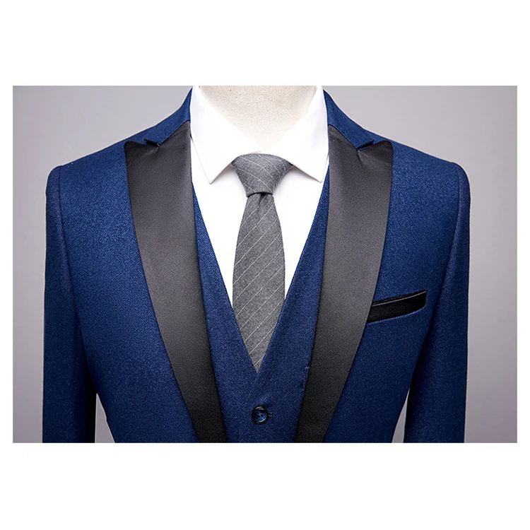 Tailored Italian Fabric With Suit Cover Three Piece Coat Pants Man Business Suit