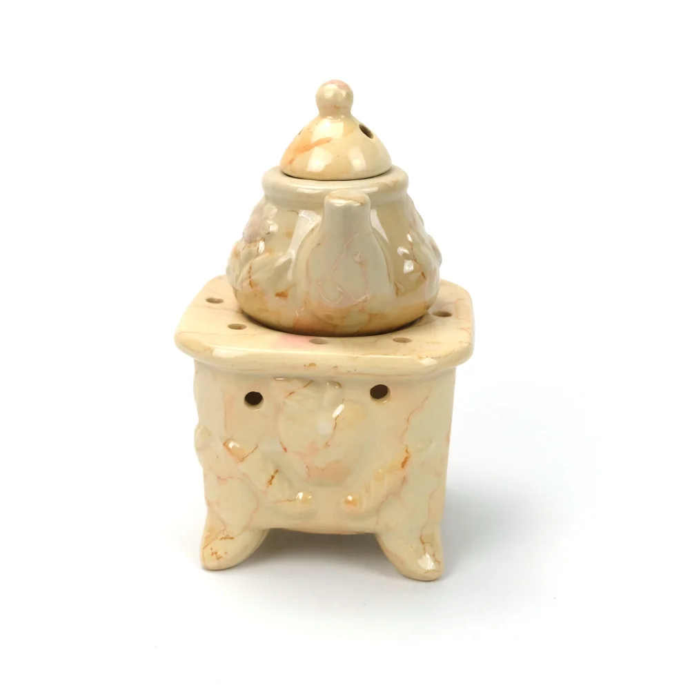 ceramic tea pot shaped incense burner,dismountable oil burner