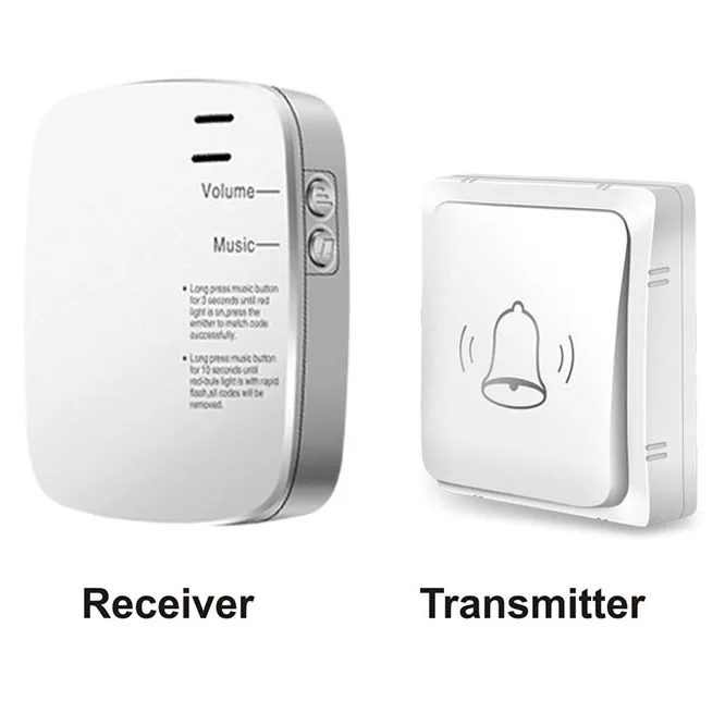 Wireless 220v doorbell with 1 transmitter 2 receivers US Plug ding dong door bell best wireless doorbell