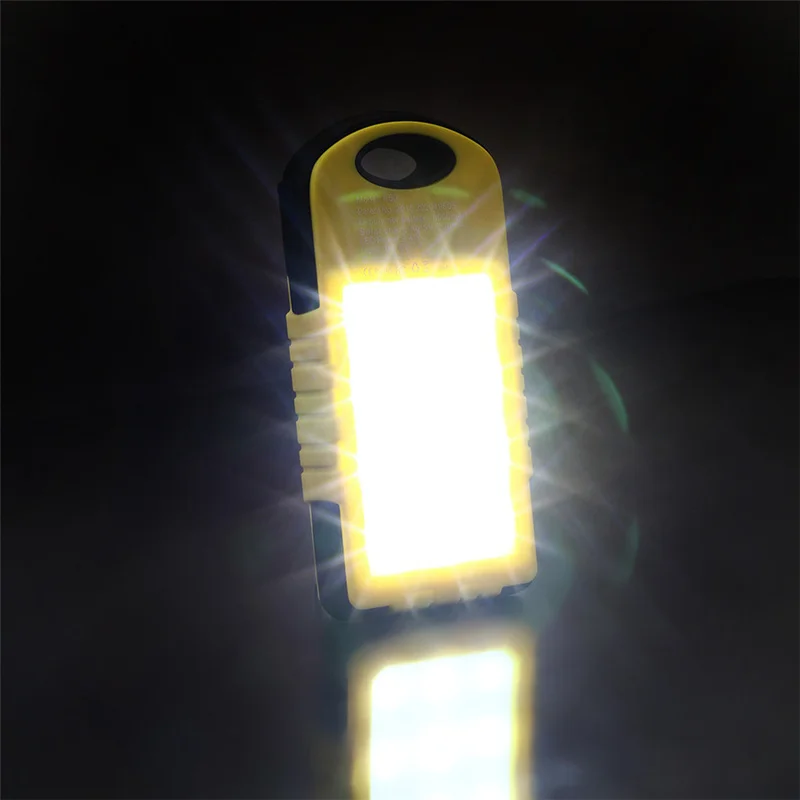 5000mAh portable waterproof solar charger dual USB external battery powerbank with LED