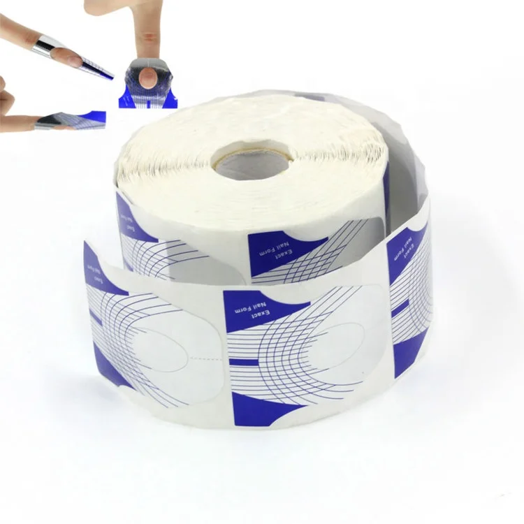 Индивидуальный дизайн, 500 шт./рулон, синие и серебряные подковы, точные многоразовые акриловые наклейки, моделирующий Гель-лак, форма для наращивания ногтей