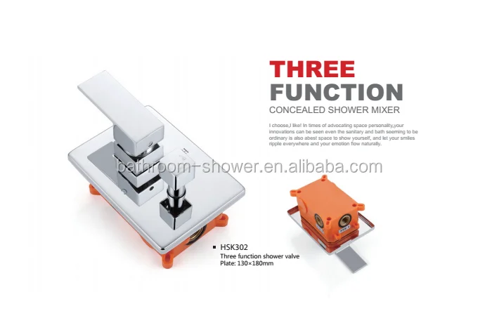 concealed In wall mounted square brass 2 handle Hot cold water Thermostatic shower mixer valve