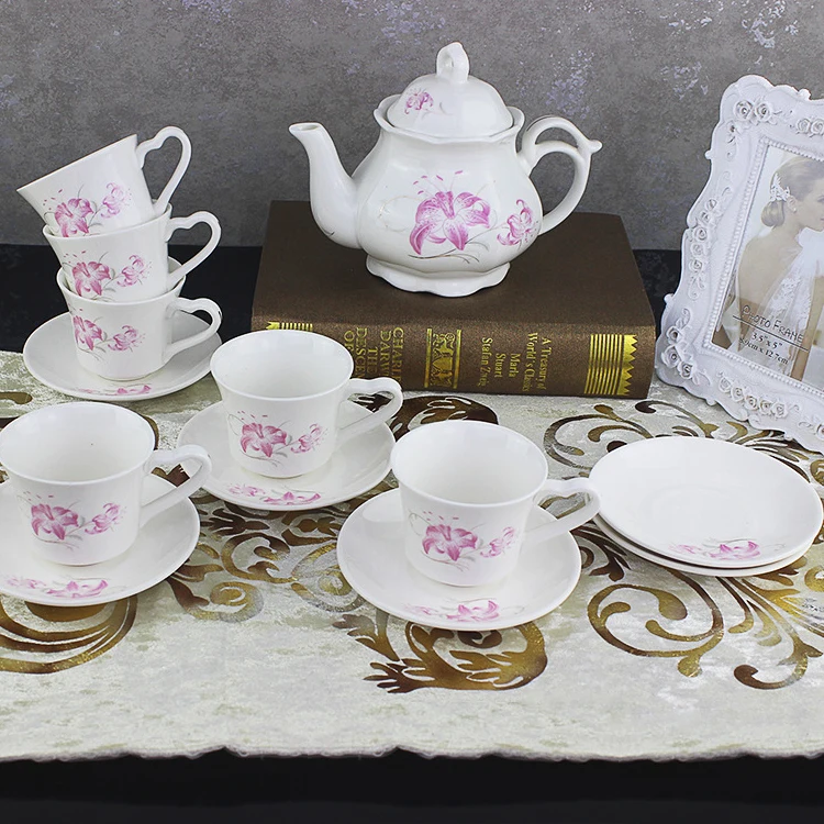 Factory Ceramic Tea Mug 13PCS Porcelain Tea Pot Set For Wholesale Selling