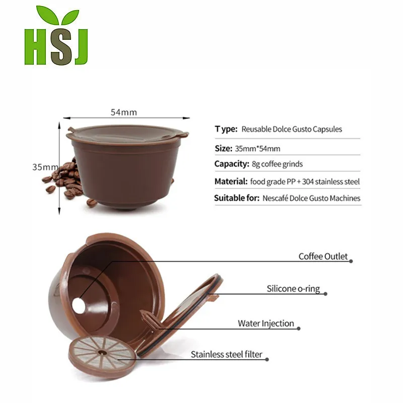 Sweettreats Lot Reusable Dolce Gusto Coffee Capsule Plastic Refillable Compatible Dolce Gusto Coffee Filter Baskets Capsules