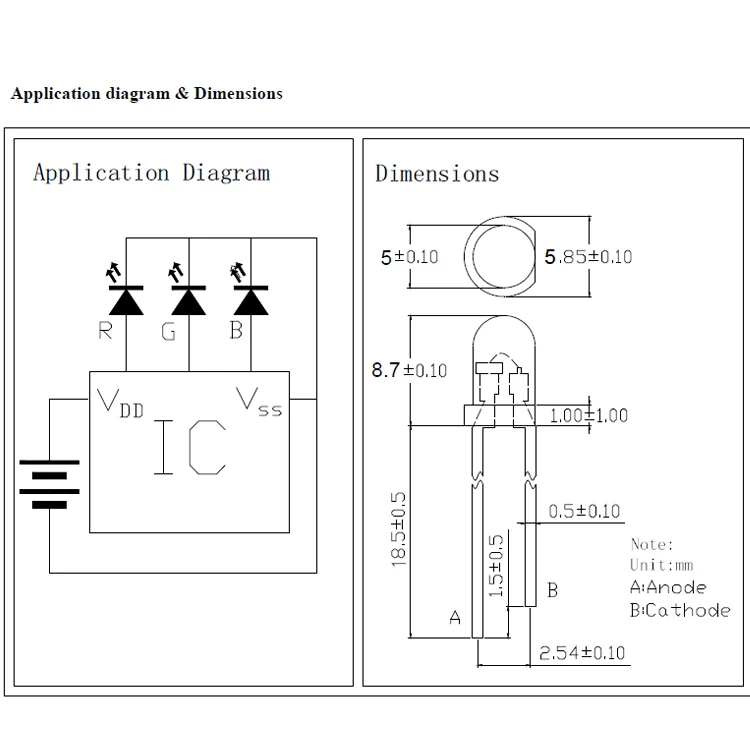 Китай производитель Мульти-Цвет rgb светодиод 2 шпильки 5 мм rgb светодиод
