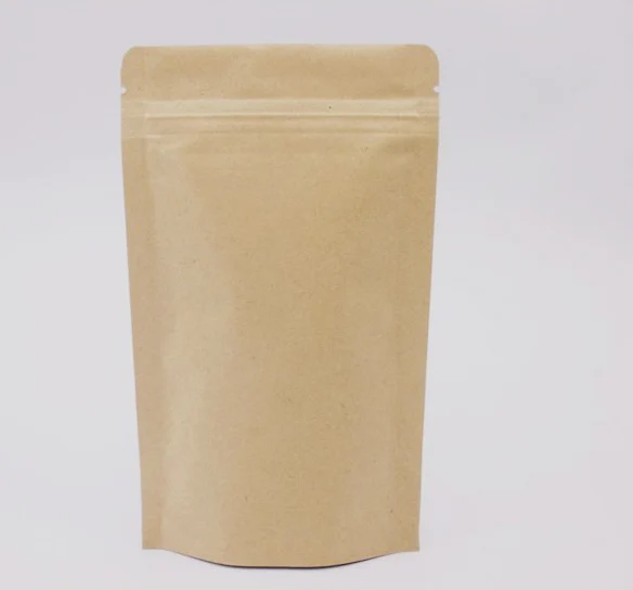 250g dried food packaging bags brown kraft paper stand up alumimum foil pouch dry fruit packaging pouch with zipper