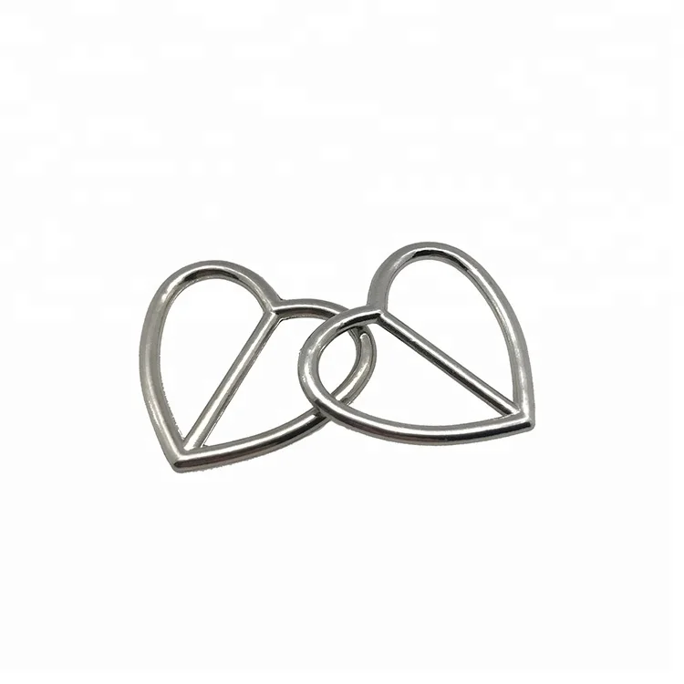 Metal Nickel Plating Elastic Band Adjustable Hats Bags Decorative Design Heart Shape Ladder Buckle