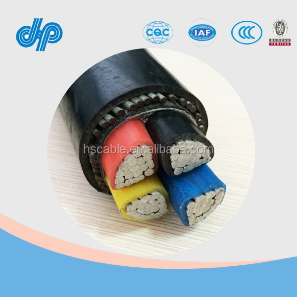 0,6/1KV Four cores Copper conductor XLPE insulation PVC sheath CV SWA Cable