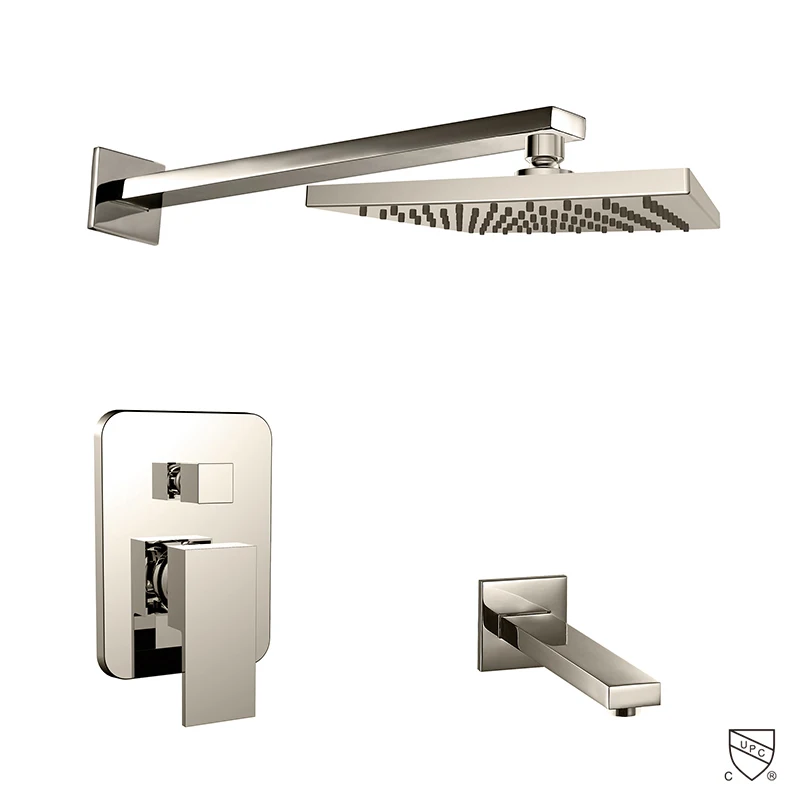 HIMARK wall mounted bathroom brass upc rain shower faucet set with pressure balance mixer valve