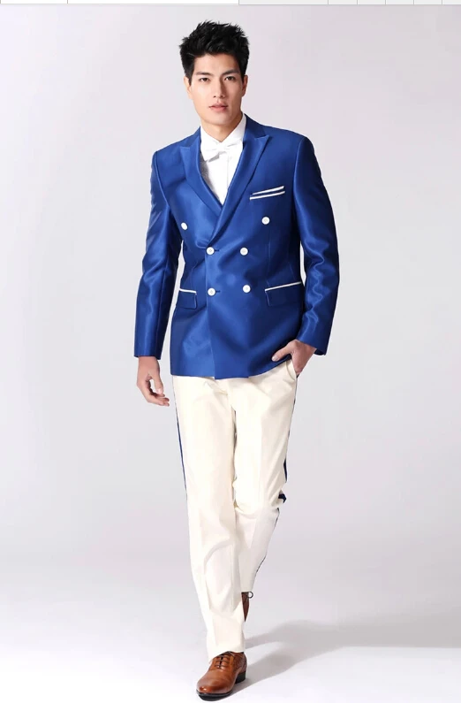 White And Blue Suit Dress Yy