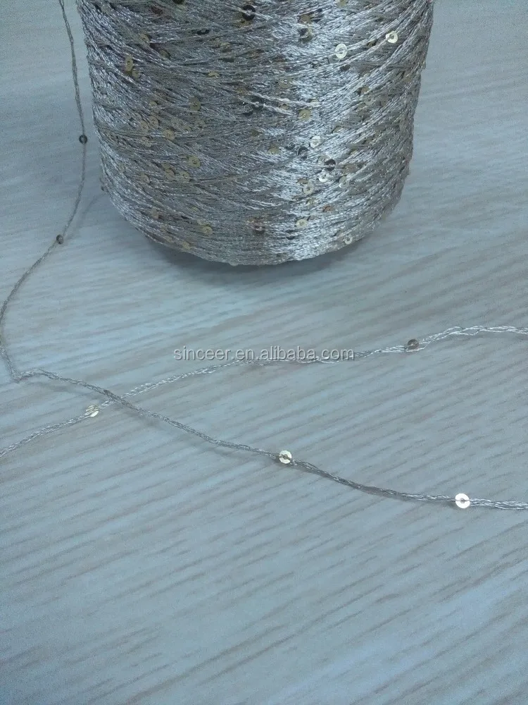 
1/5.5nm 100% polyester sequin/metalic knitting yarn 