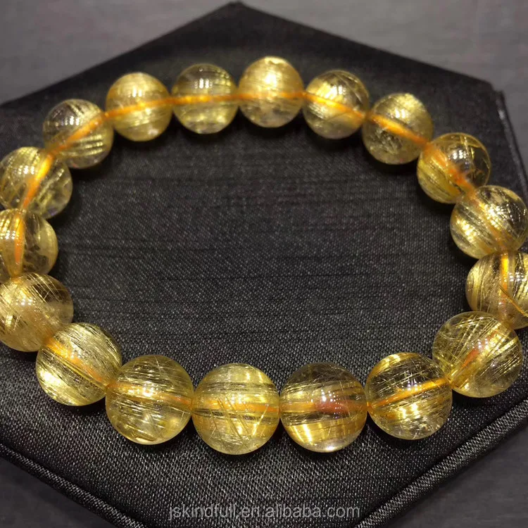Wholesale Natural High Quality Different Size Crystal  Gold Rutilated Quartz Healing Bracelets For Gifts