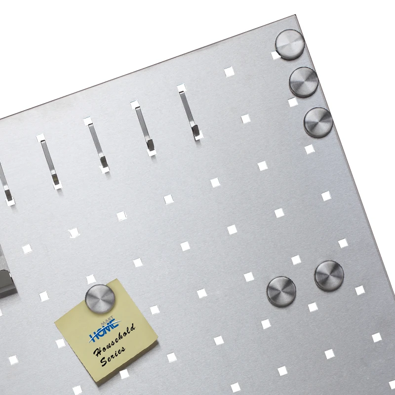 Stainless Steel Magnetic Key Bulletin Board Wall Mounted Square Memo Board Notes Cards And Photos Staff Office Classroom Tool