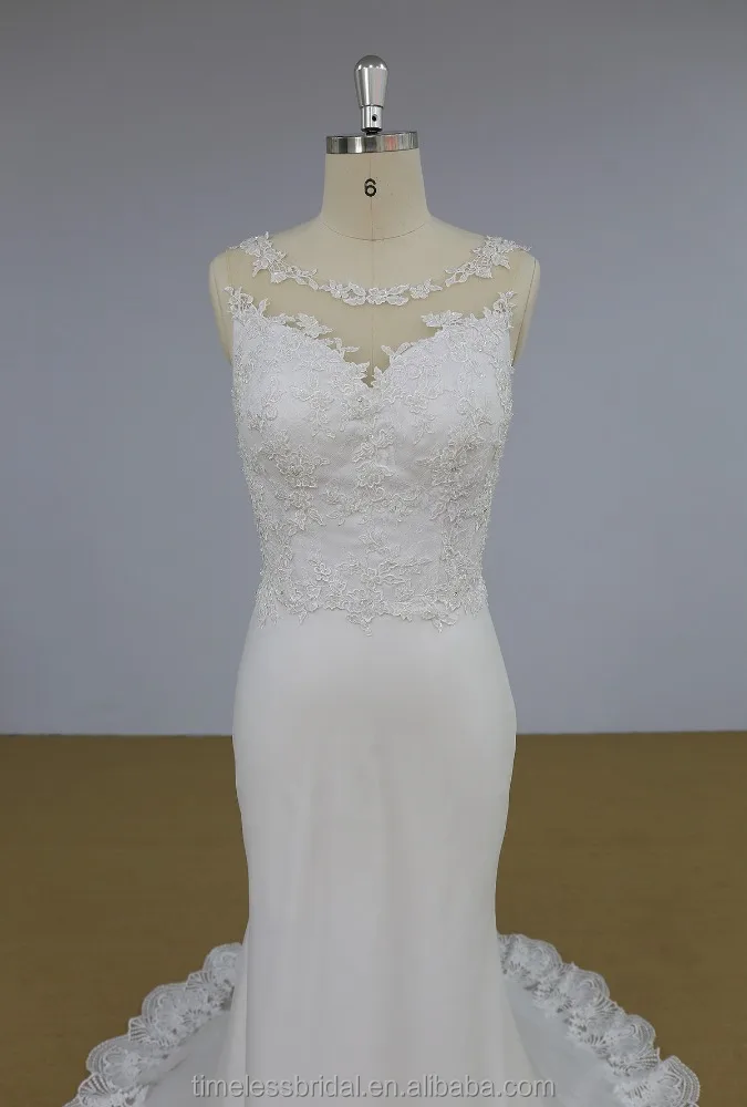 Nude lace appliques beaded mermaid white bride vestido de noiva