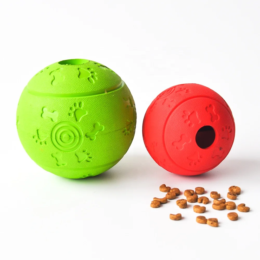 2019 Promotion Natural Rubber Treat Dispensing Dog Toy Ball Dog Pet Food Dispenser