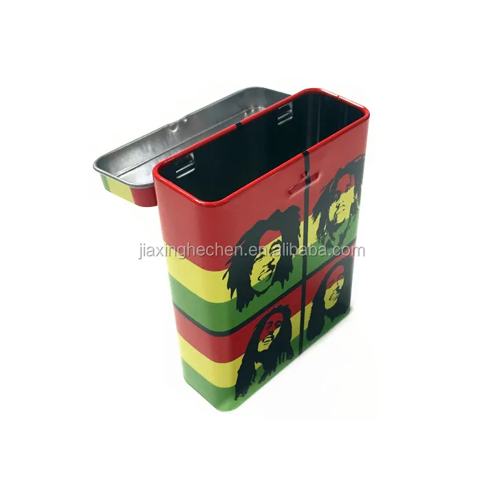 Metal tin case for cigarette tobacco storage packing tin box