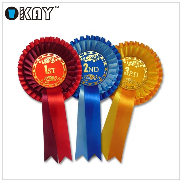 Hot Selling Large Round Rosette Award Satin Ribbon