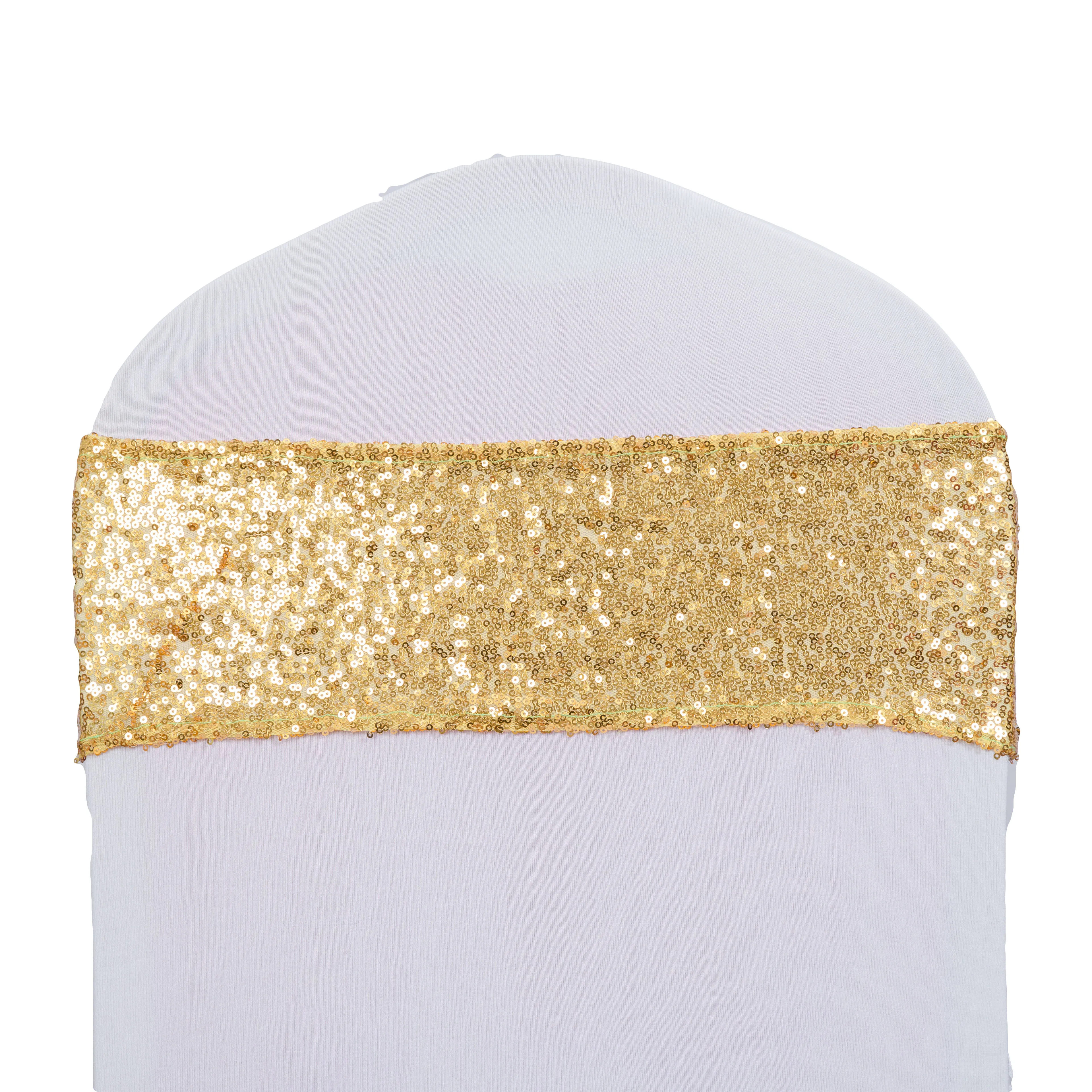 Блестящее свадебное украшение, повязка на стул с золотыми блестками