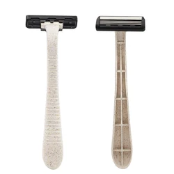 3 stainless steel blades disposable wholesale shaving razor with Eco friendly material wheat traw