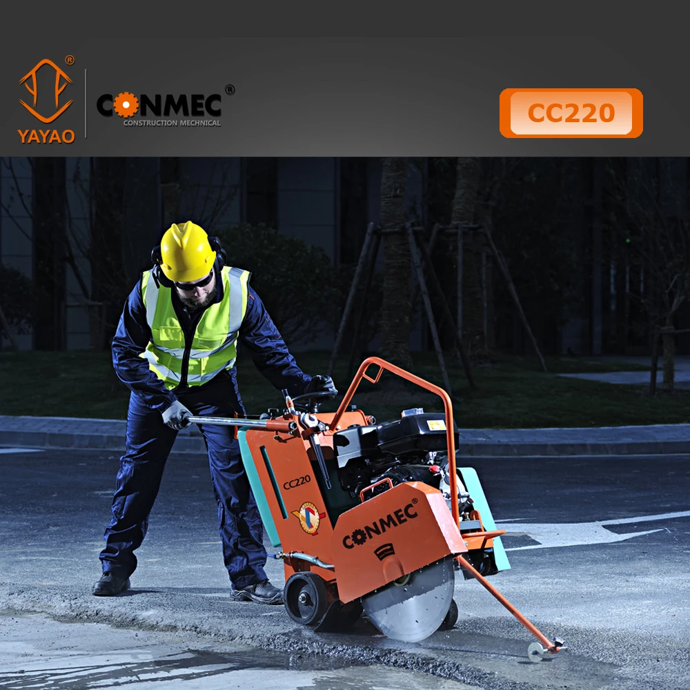 
CONMEC type concrete road cutter CC220 with CE and Honda GX390 concrete cutter machine blade 500mm 
