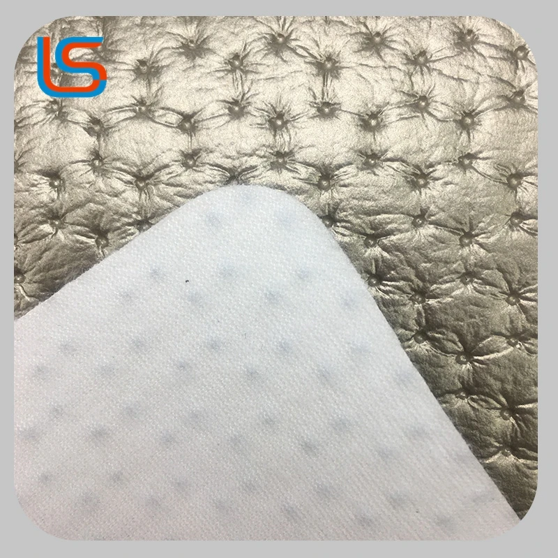 
Royal PVC embossed pearl powder faux brush backing leather for decorative upholstery leather 