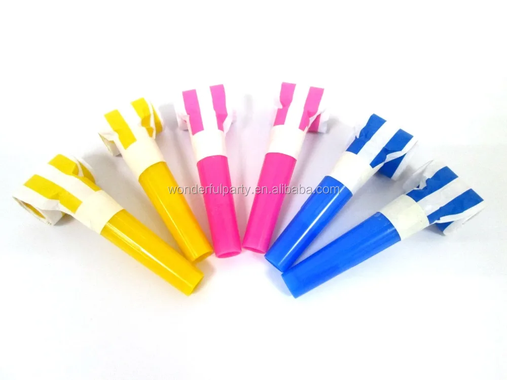 
Yellow stripe blowout paper whistles outdoor party supplie 