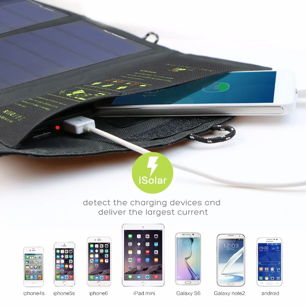 18 Вт 5 В Панель Солнечных Батарей Зарядное Устройство для Сотового Телефона, iphone, ipad Air Mini, Samsung Galaxy Note, Смартф