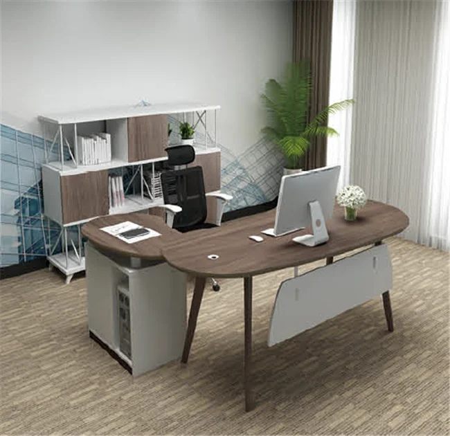 Foshan white modern round wooden leg office desk l shaped cheap chinese furniture ceo melamine kidney shape office desk