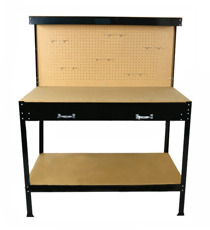 Сверхмощный деревянный верстак, рабочий верстак с 2 ящиками