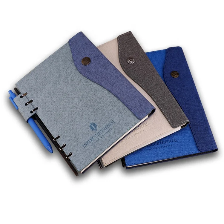 6 circle leather cover spiral planners notebook Metal Button Magnetic closure with pen loop