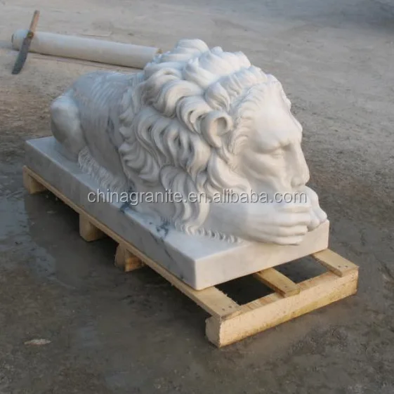 Garden decoration stone sculpture white marble lion statues