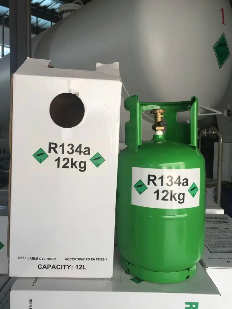 Refrigerant Gas R134a Suit for EU Market Refillable Cylinder 12KG