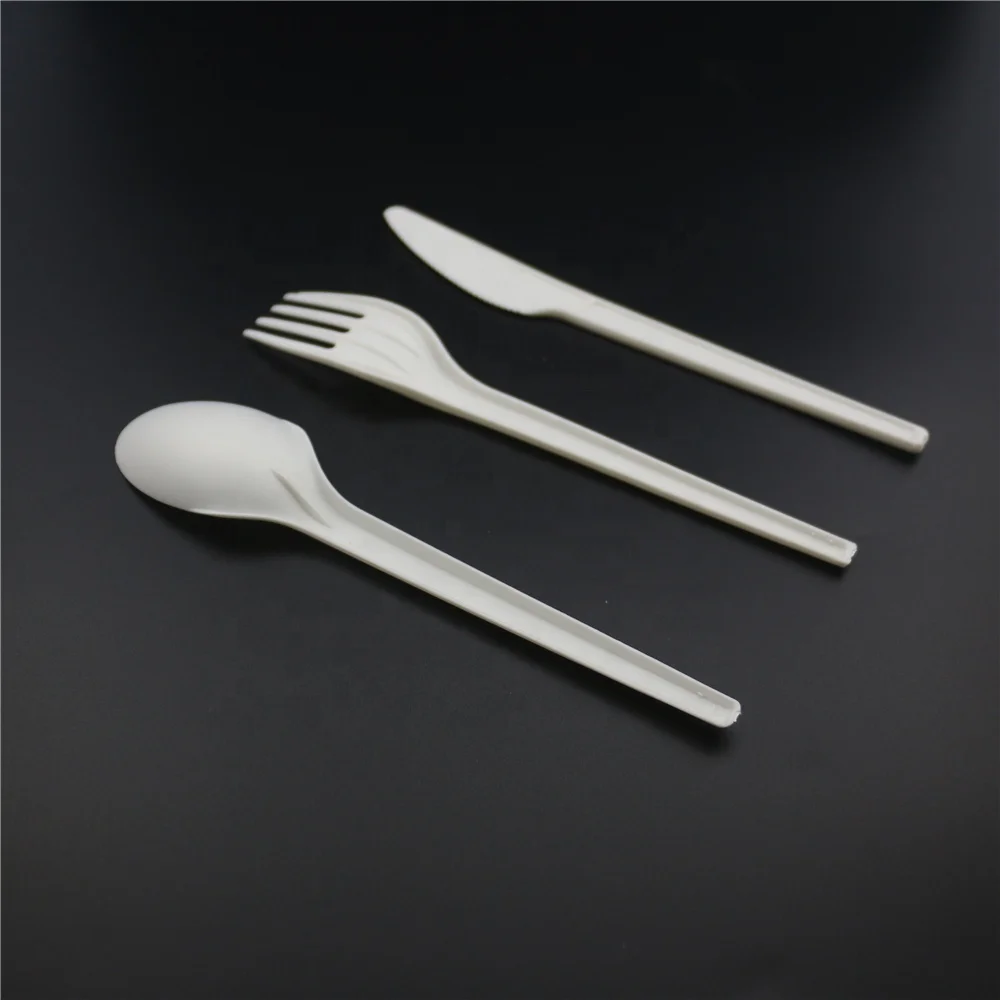 Corn Starch Biodegradable Cutlery Plastic PLA Cutlery Compostable Fork Spoon Knife Wholesale