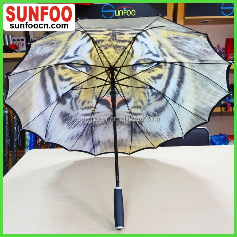23 inches 16 ribs auto opening one oice canopy tiger umbrella with fiberglass frame