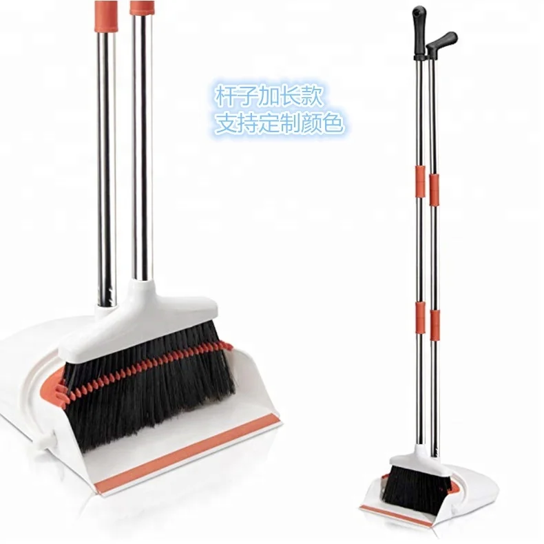 
Broom and Dustpan Set - Self-Cleaning Broom Bristles 