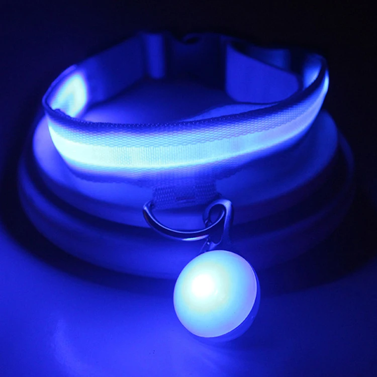 Custom logo adjustable usb rechargeable led nylon pet dog collar