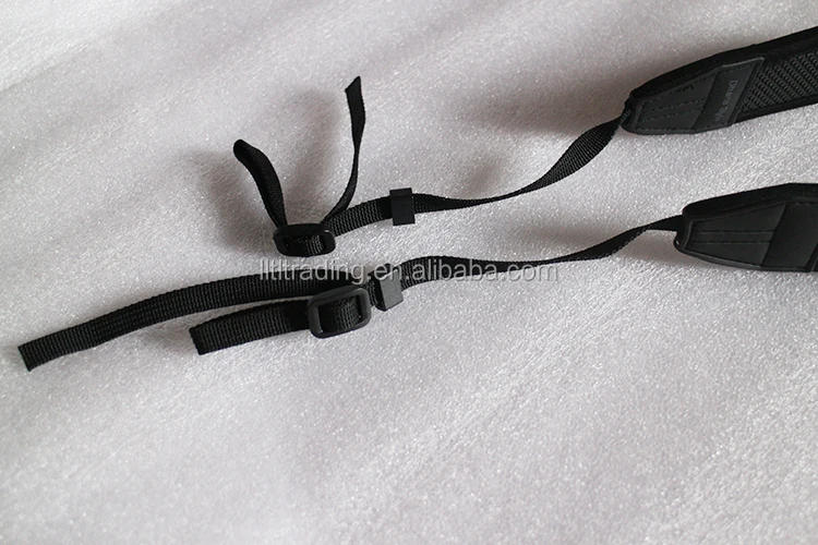 Custom retractable black neoprene single strap camera with printed OEM logo PVC ending neoprene quick release camera strap