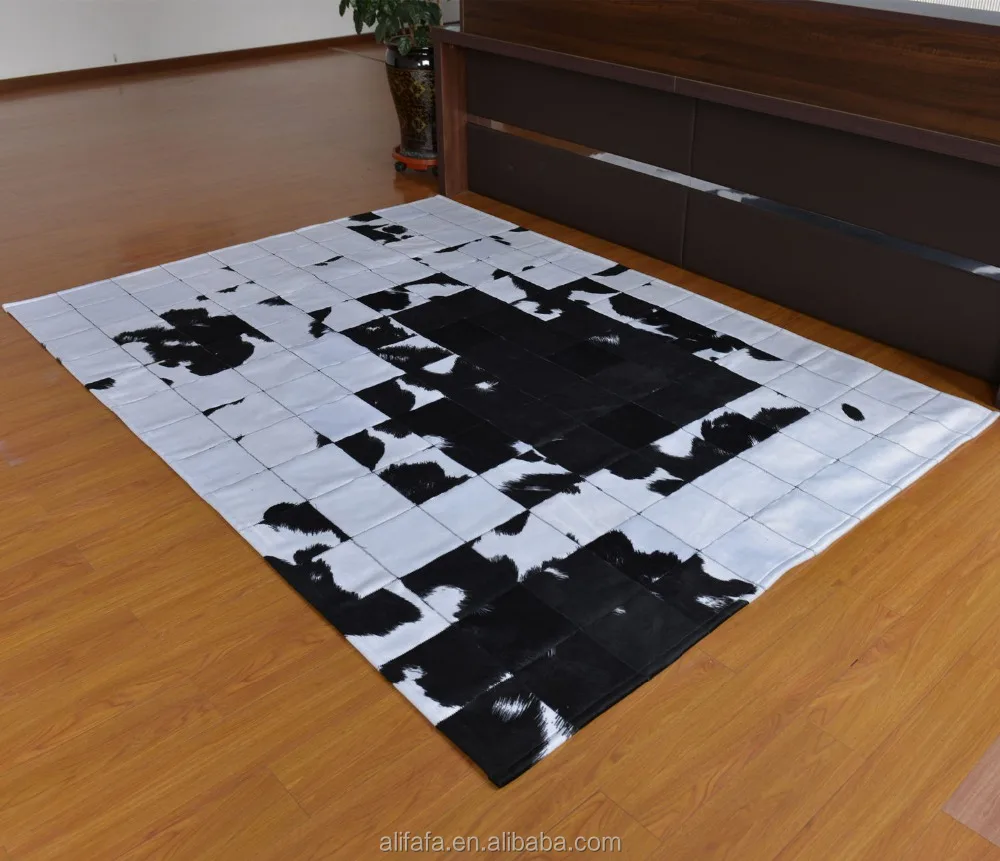 Fake leather patchwork rug carpet, cowhide patchwork rugs
