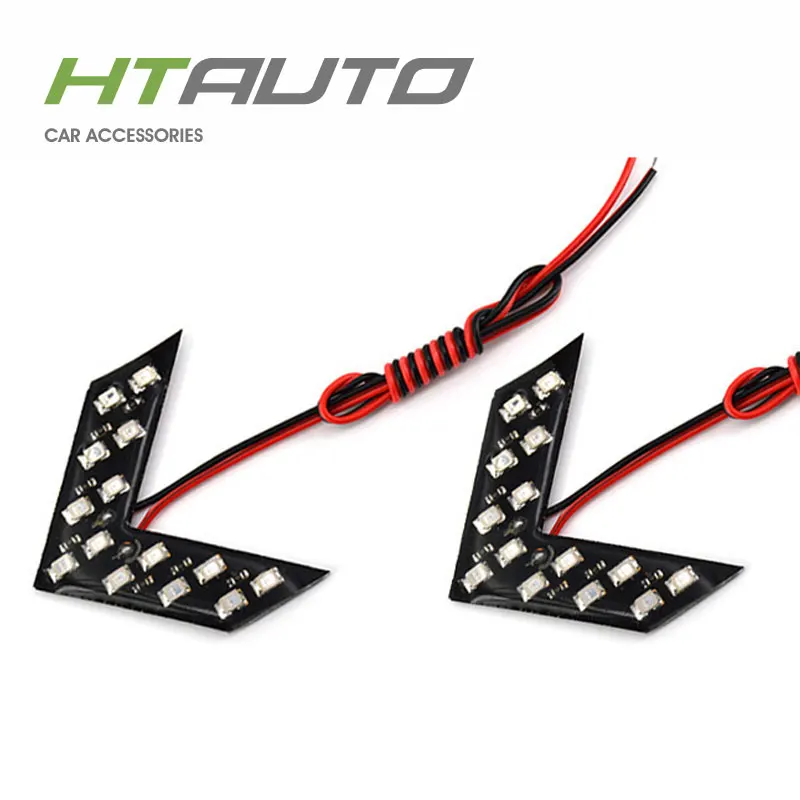 HTAUTO LED Turn Light 3528 Chips 14 SMD LED Side Mirror Flash Arrows Turn Light Mini Car MotorcycleTurn Signal Lights