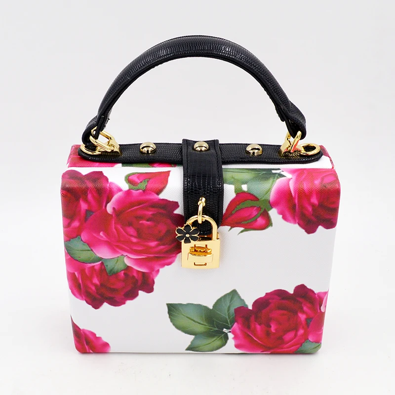 wholesale Fashion PU flower bag with metal Evening acrylic Clutch Bags
