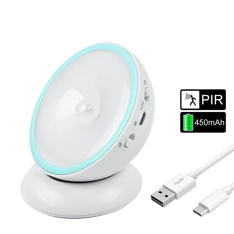 Portable USB Rechargeable  waterproof IPX5 Human Body Induction Motion Sensor LED Night Light LED work light