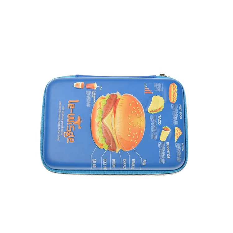 Пенал из ЭВА с принтом гамбургеров, изготовление карандашей из ЭВА под заказ, цветной кожаный пенал 3D с молнией