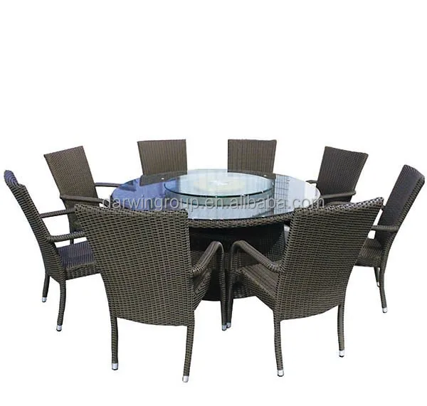 Wholesale patio wicker round discount rattan dining garden furniture for villa and for restaurant